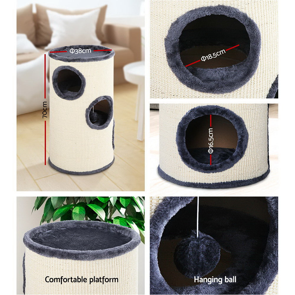 Small Cats Scratching Tree Post Tower Cat Condo House - 70cm Tall - Homecoze