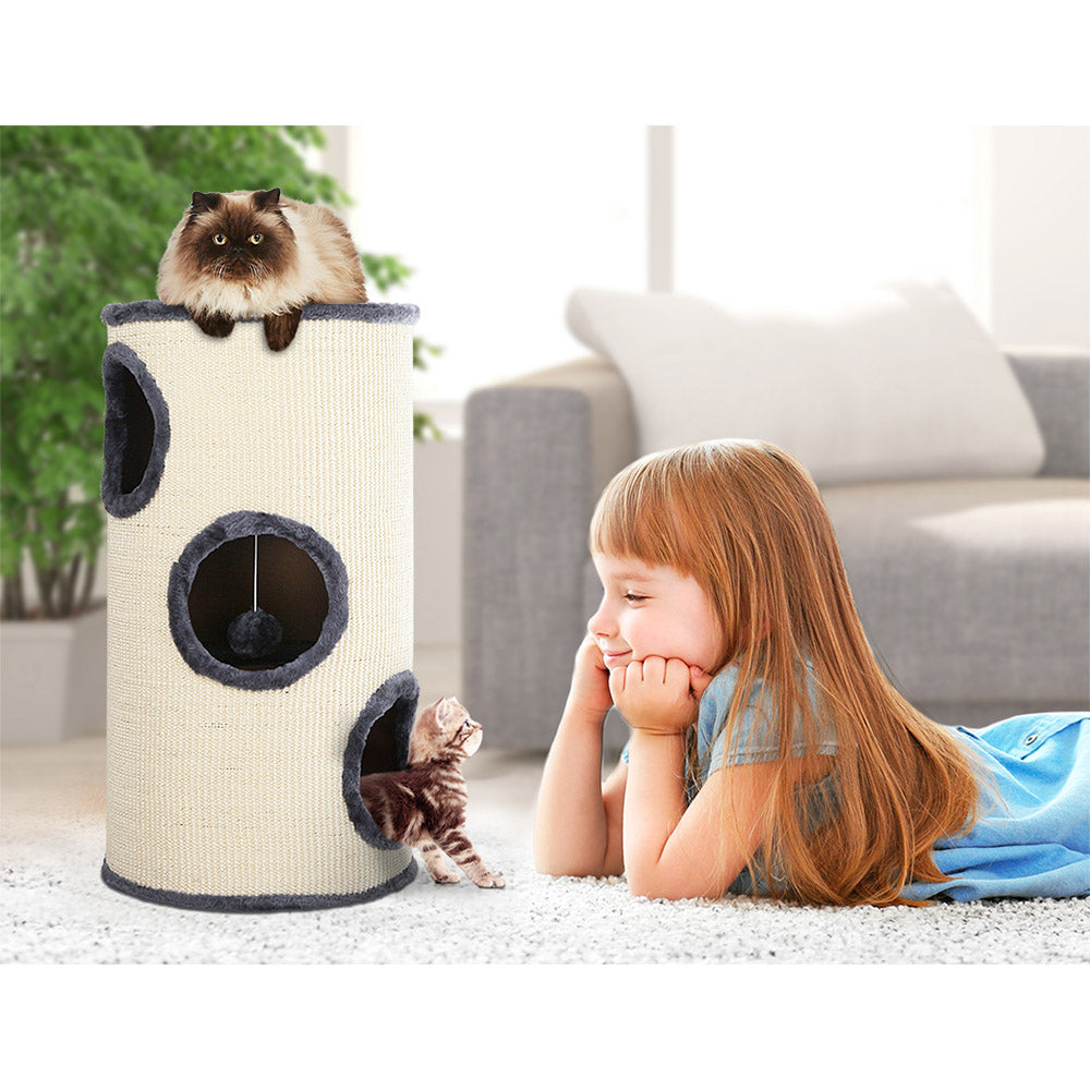 Small Cats Scratching Tree Post Tower Cat Condo House - 70cm Tall - Homecoze