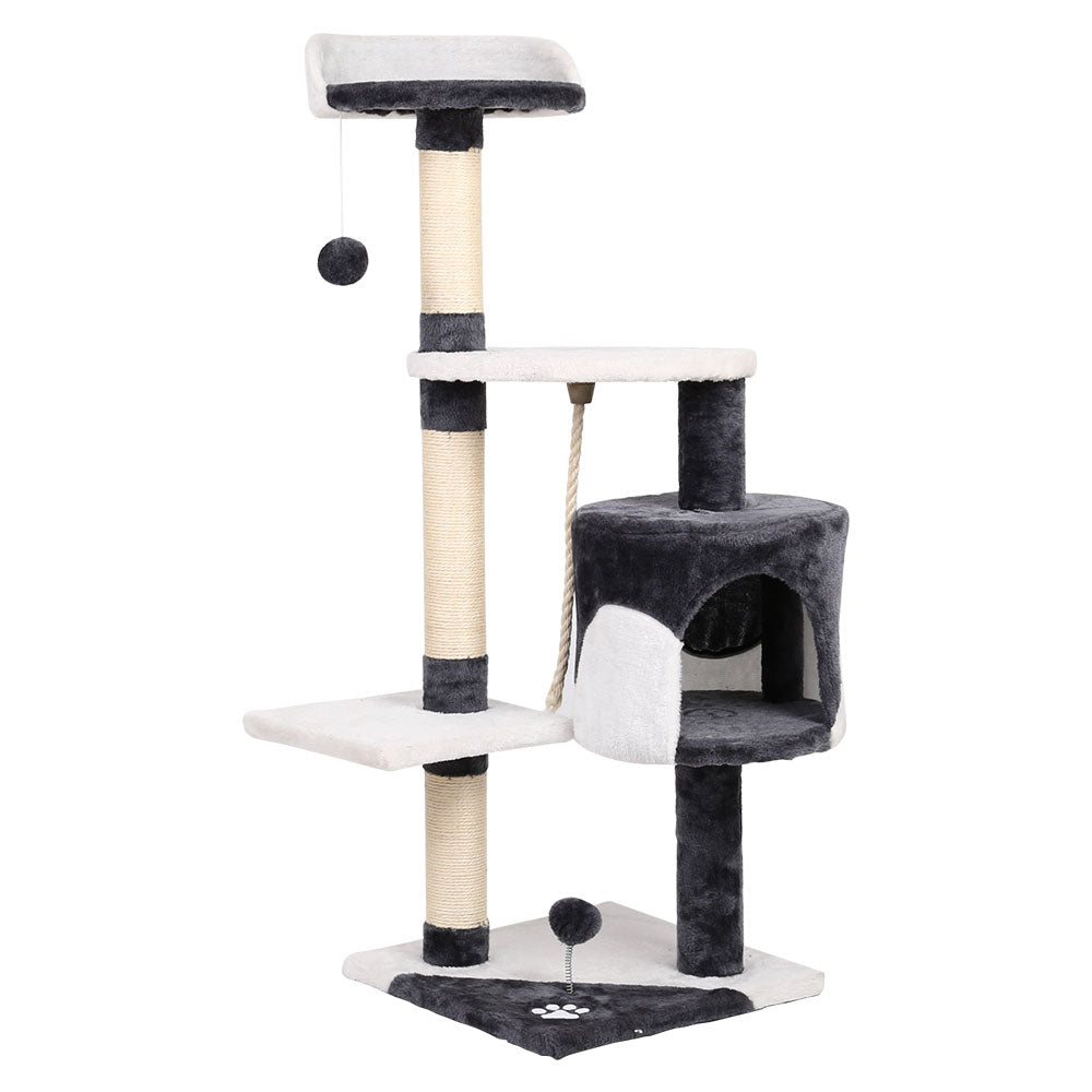 Small Cats Tree Scratching Post Tower Cat Condo House - 112cm Tall - Homecoze