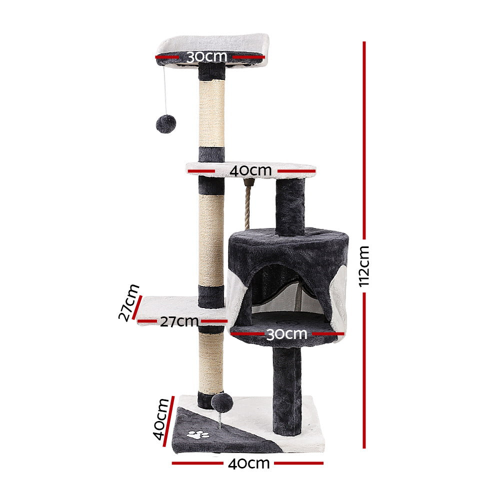 Small Cats Tree Scratching Post Tower Cat Condo House - 112cm Tall - Homecoze