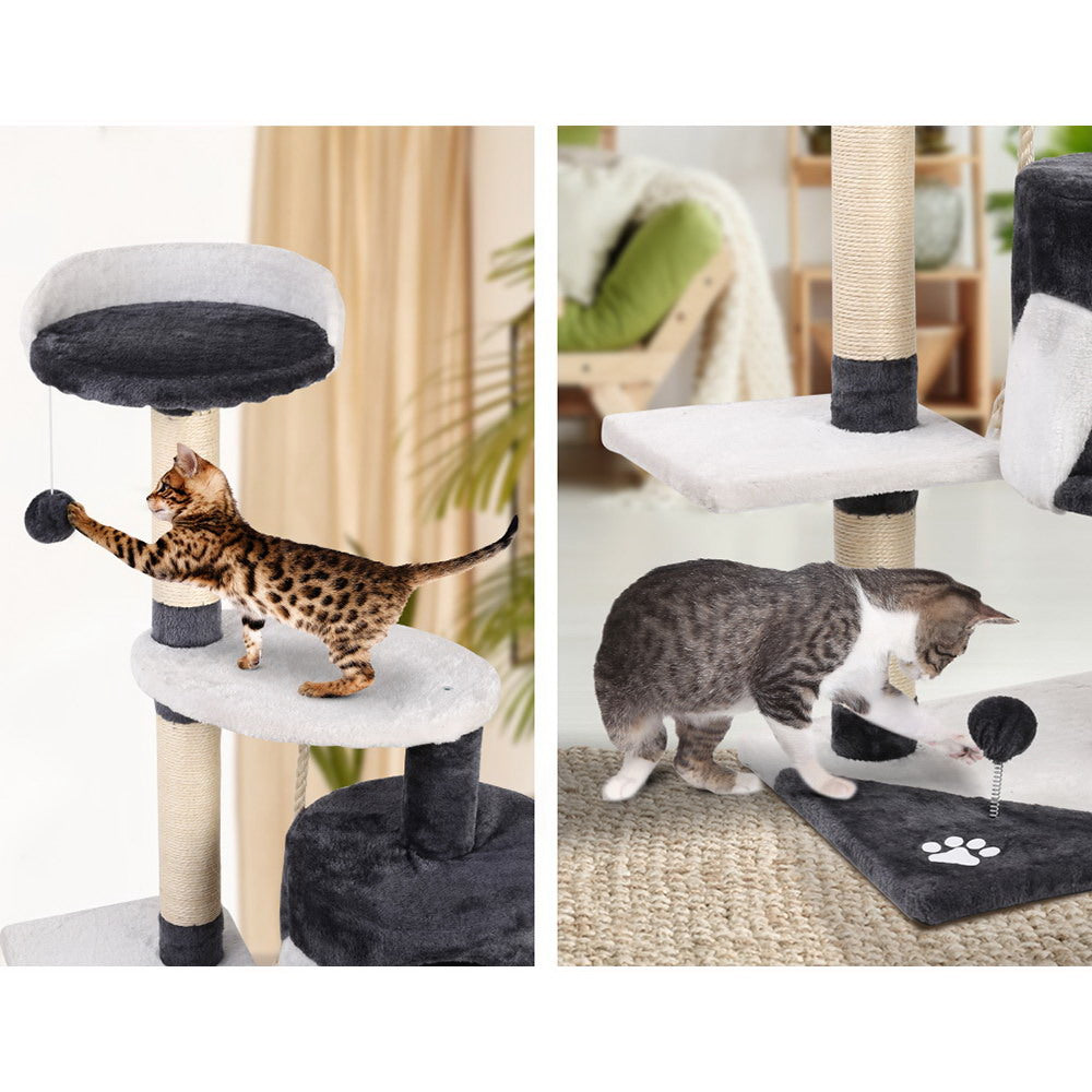 Small Cats Tree Scratching Post Tower Cat Condo House - 112cm Tall - Homecoze