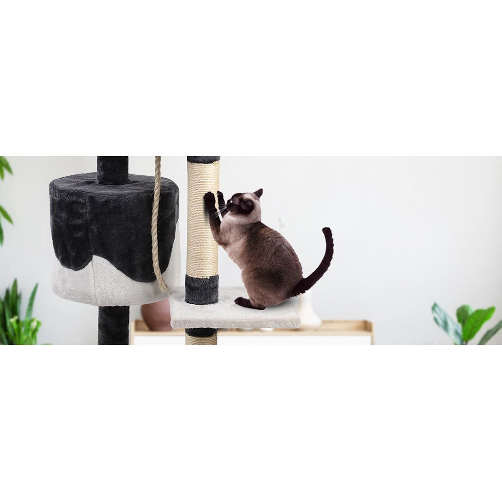 Small Cats Tree Scratching Post Tower Cat Condo House - 112cm Tall - Homecoze
