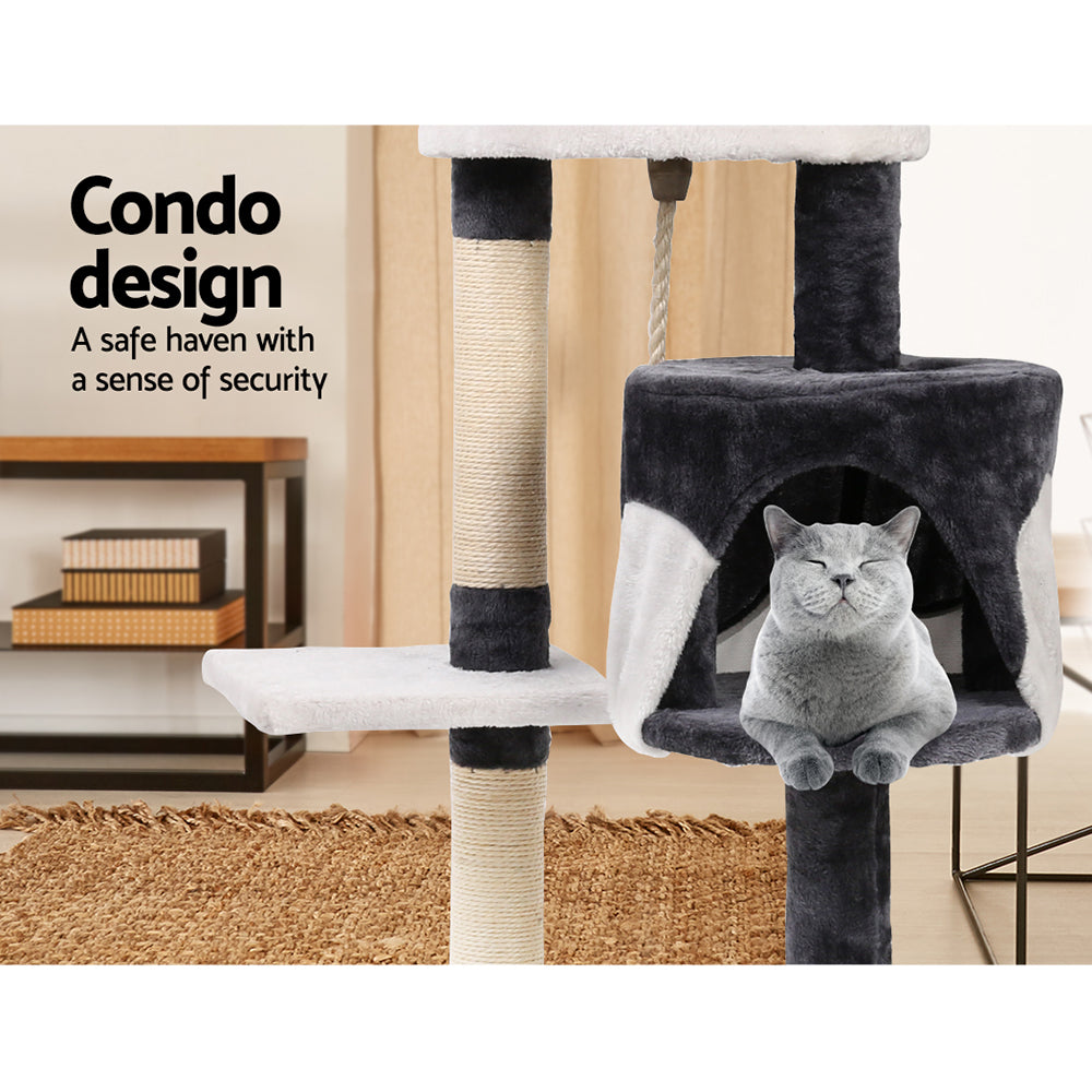 Small Cats Tree Scratching Post Tower Cat Condo House - 112cm Tall - Homecoze