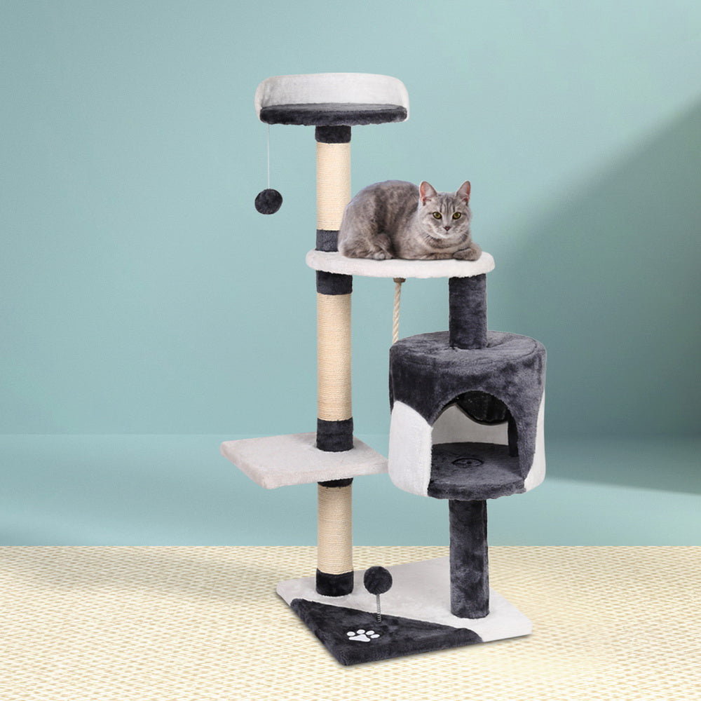 Small Cats Tree Scratching Post Tower Cat Condo House - 112cm Tall - Homecoze