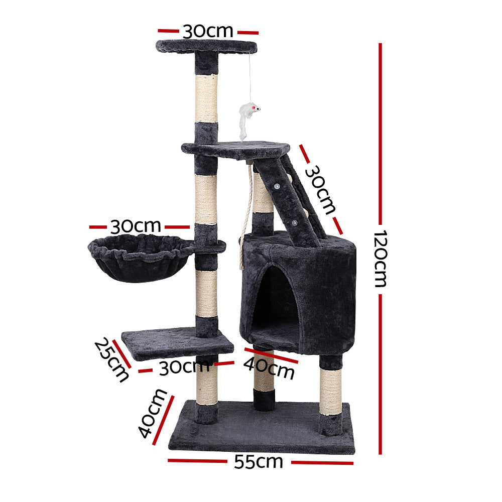 Small Cats Tree Scratching Post Tower Cat Condo House - 120cm Tall - Homecoze