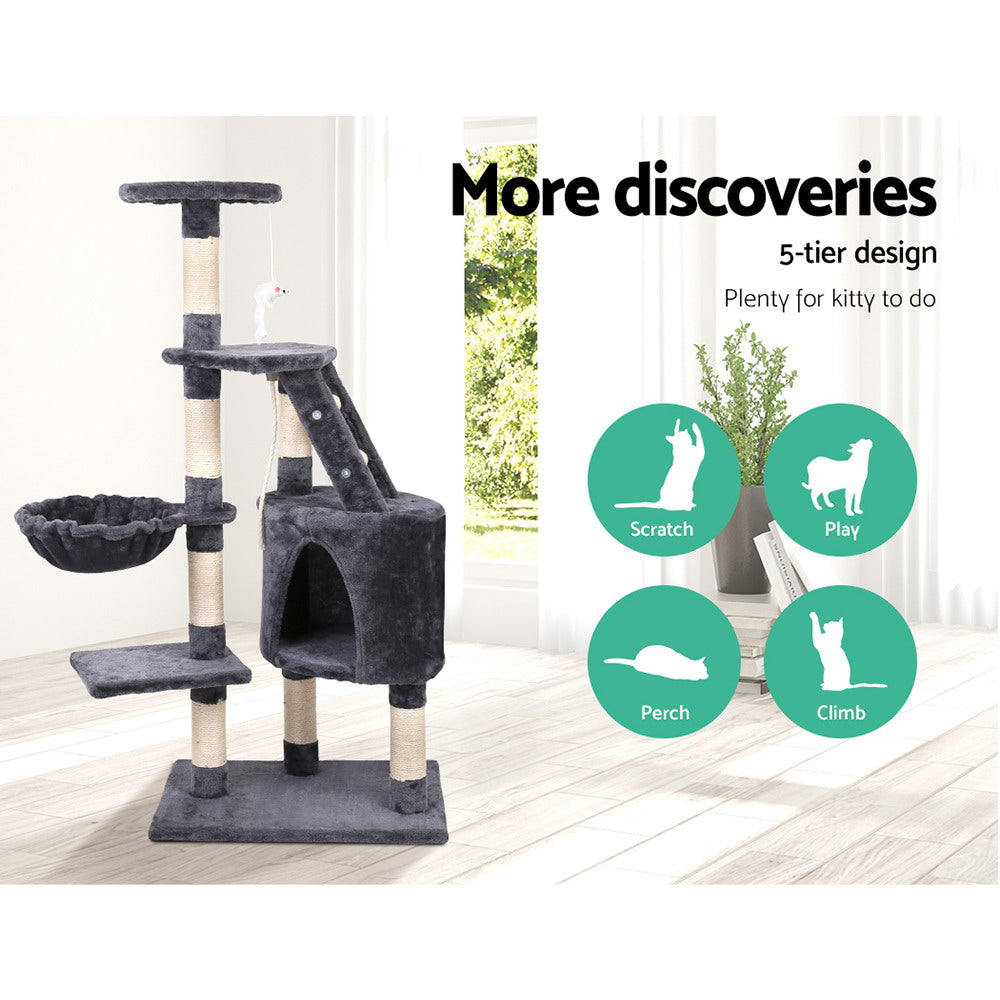 Small Cats Tree Scratching Post Tower Cat Condo House - 120cm Tall - Homecoze