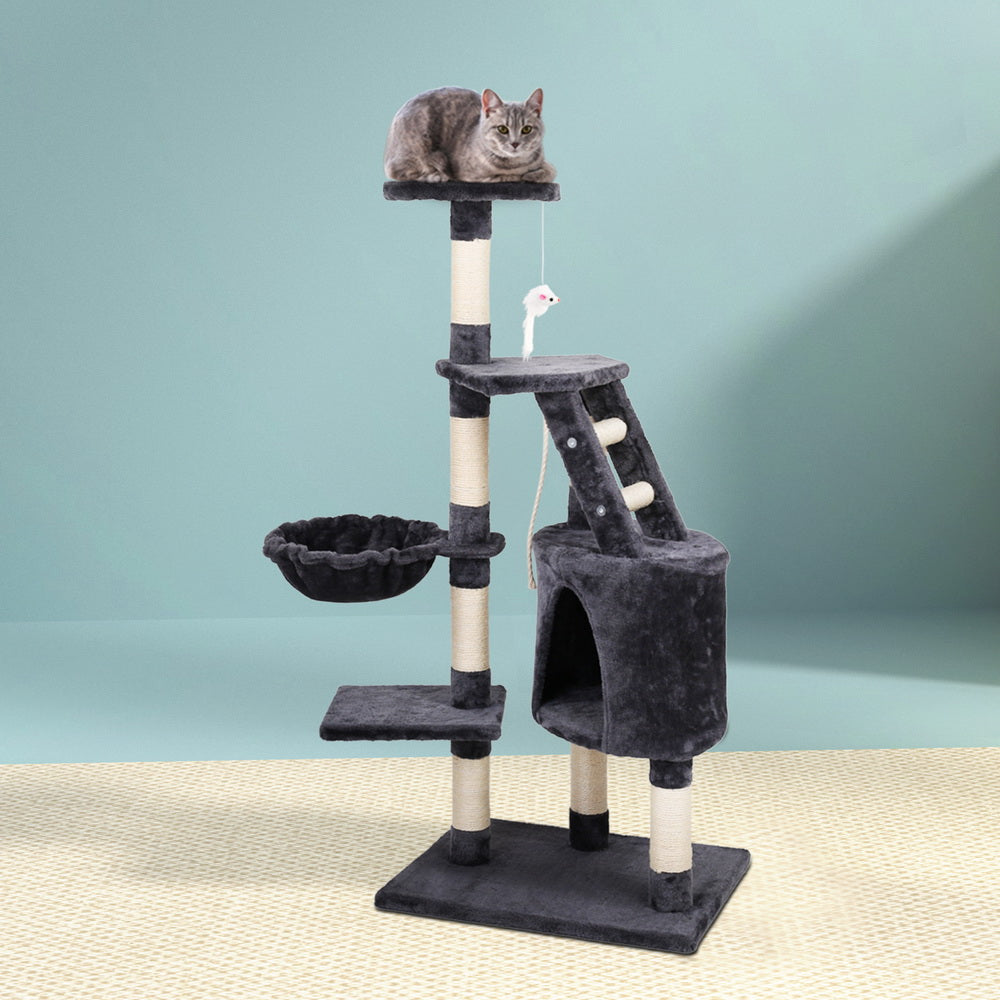 Small Cats Tree Scratching Post Tower Cat Condo House - 120cm Tall - Homecoze