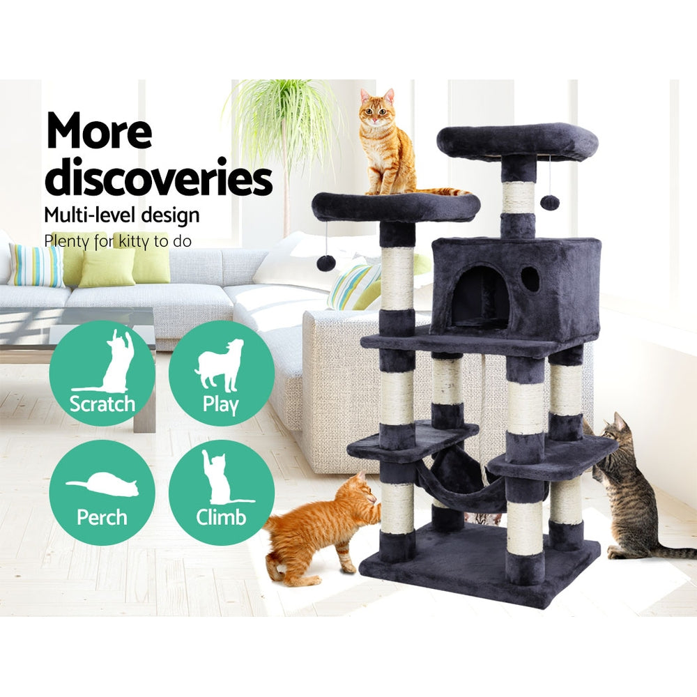 Medium Cats Tree Scratching Post Tower Cat Condo House - 145cm Tall - Homecoze
