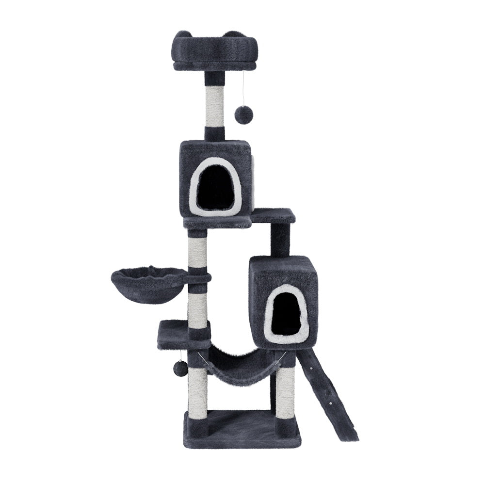 Large Cat Tree Tower Scratching Post Cat Condo Hanging Toy Bed 168cm - Homecoze