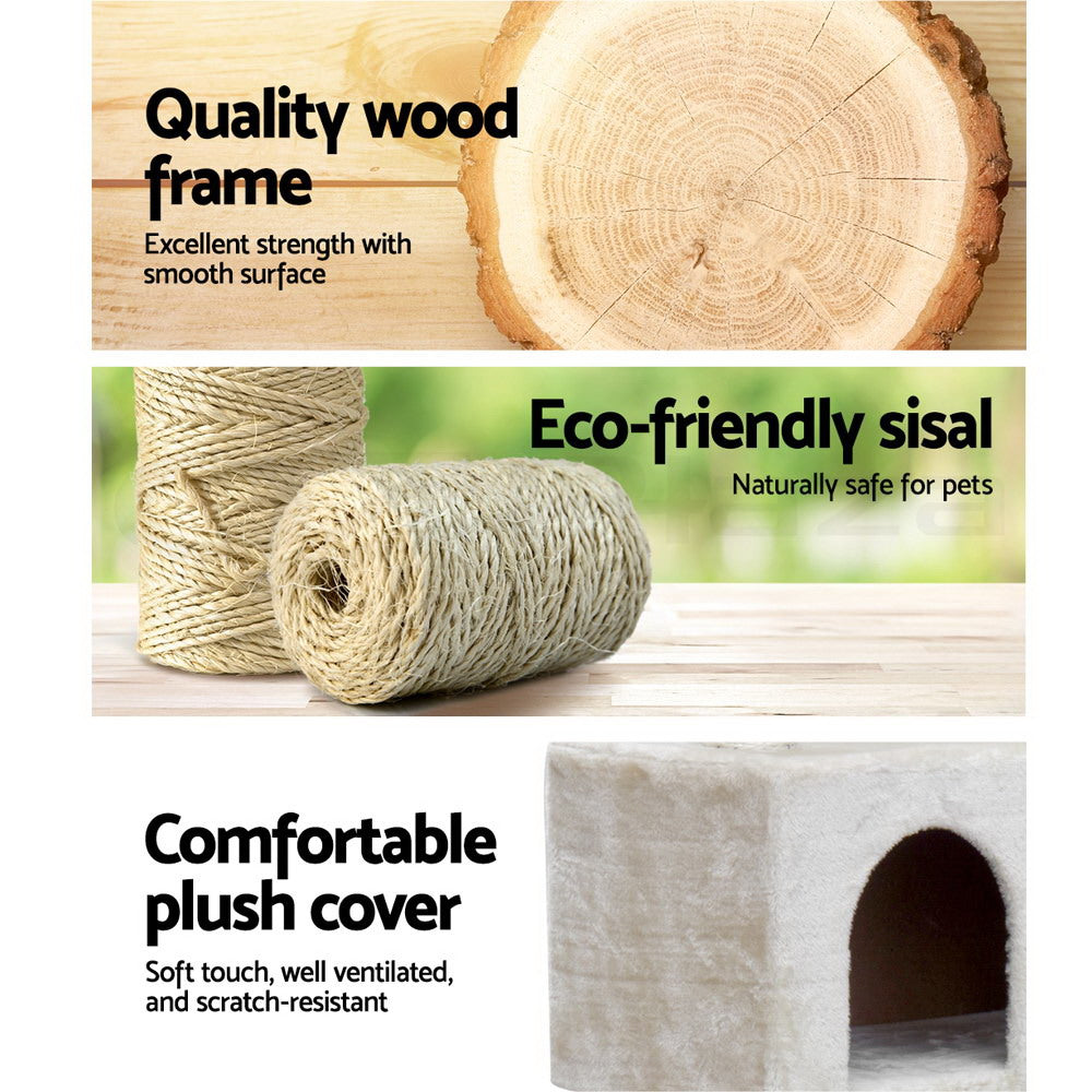 Medium Muilti Level Cat Tree Scratching Post Tower Kitty Condo House - 134cm Tall - Homecoze