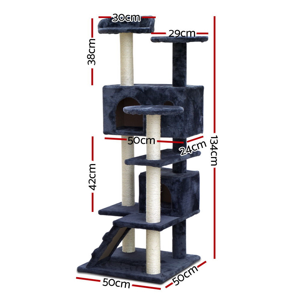 Medium Cats Tree Scratching Post Tower Cat Condo House - 134cm Tall - Homecoze