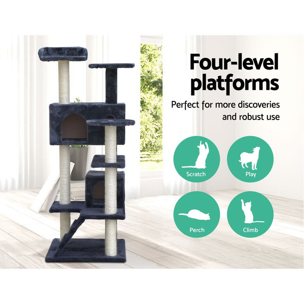 Medium Cats Tree Scratching Post Tower Cat Condo House - 134cm Tall - Homecoze