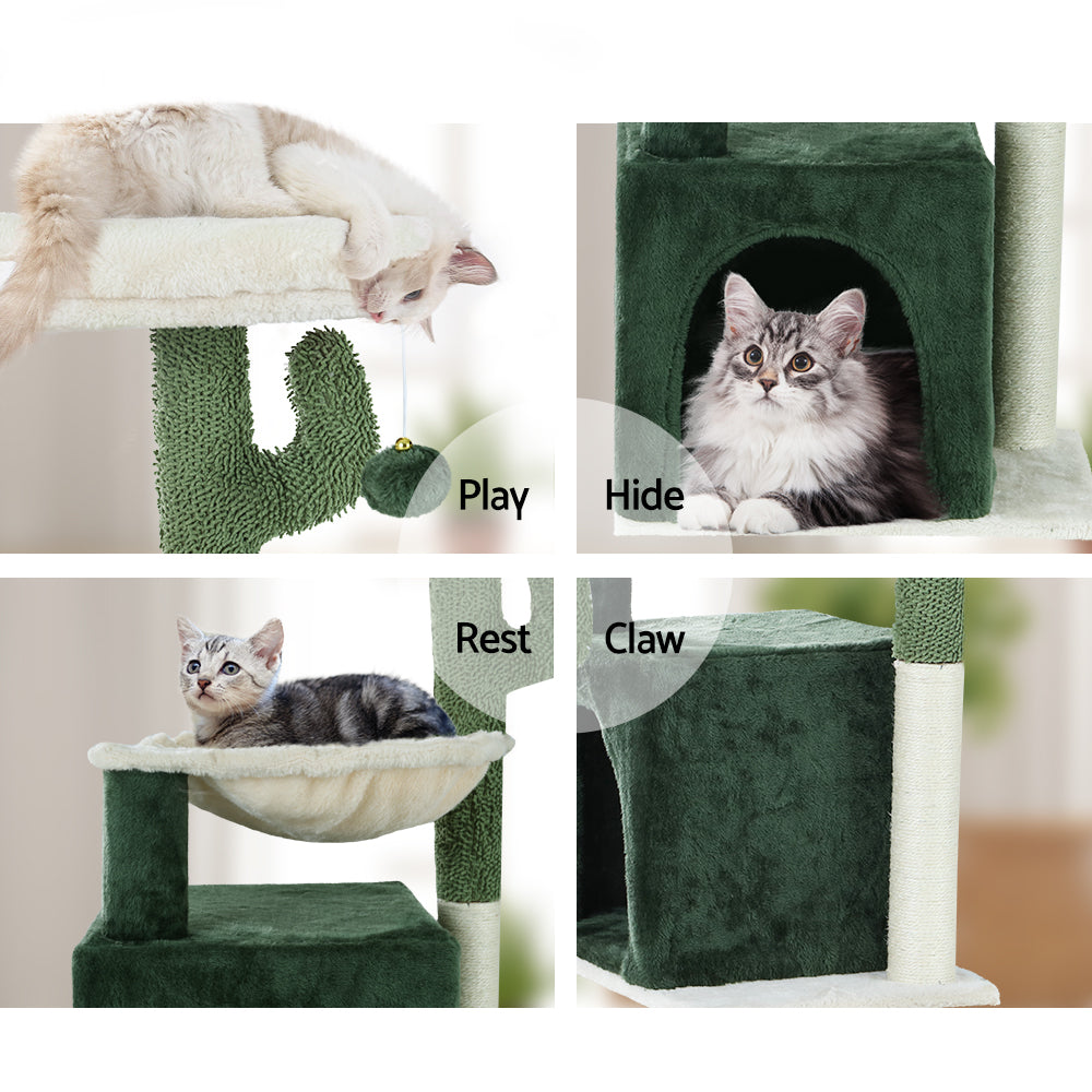 Small Cat Bed Scratcher Muilti-Level Condo House Tree with Hanging Toys - 78cm Tall - Homecoze
