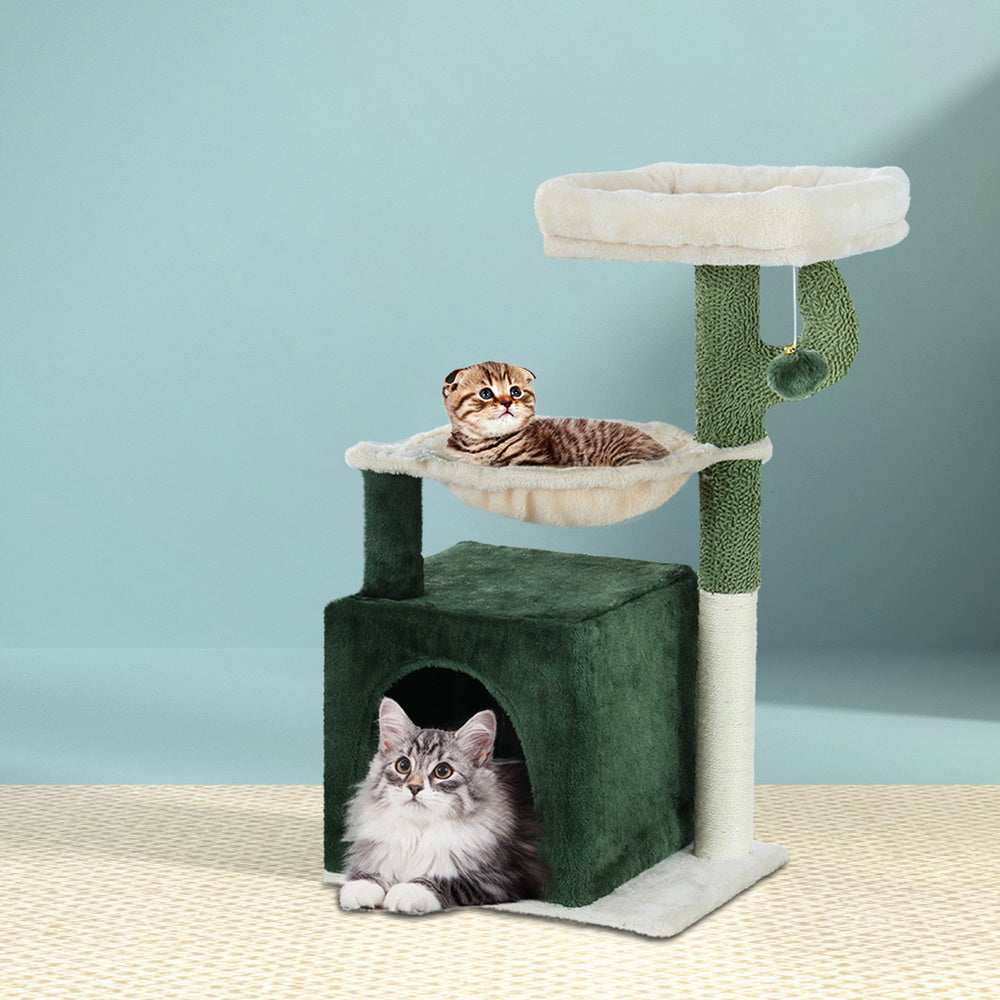 Small Cat Bed Scratcher Muilti-Level Condo House Tree with Hanging Toys - 78cm Tall - Homecoze