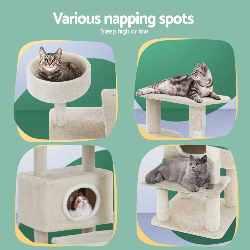 Small Cat Muilti-level Scratching Post Tree with Hiding Hole - 90cm Tall - Homecoze