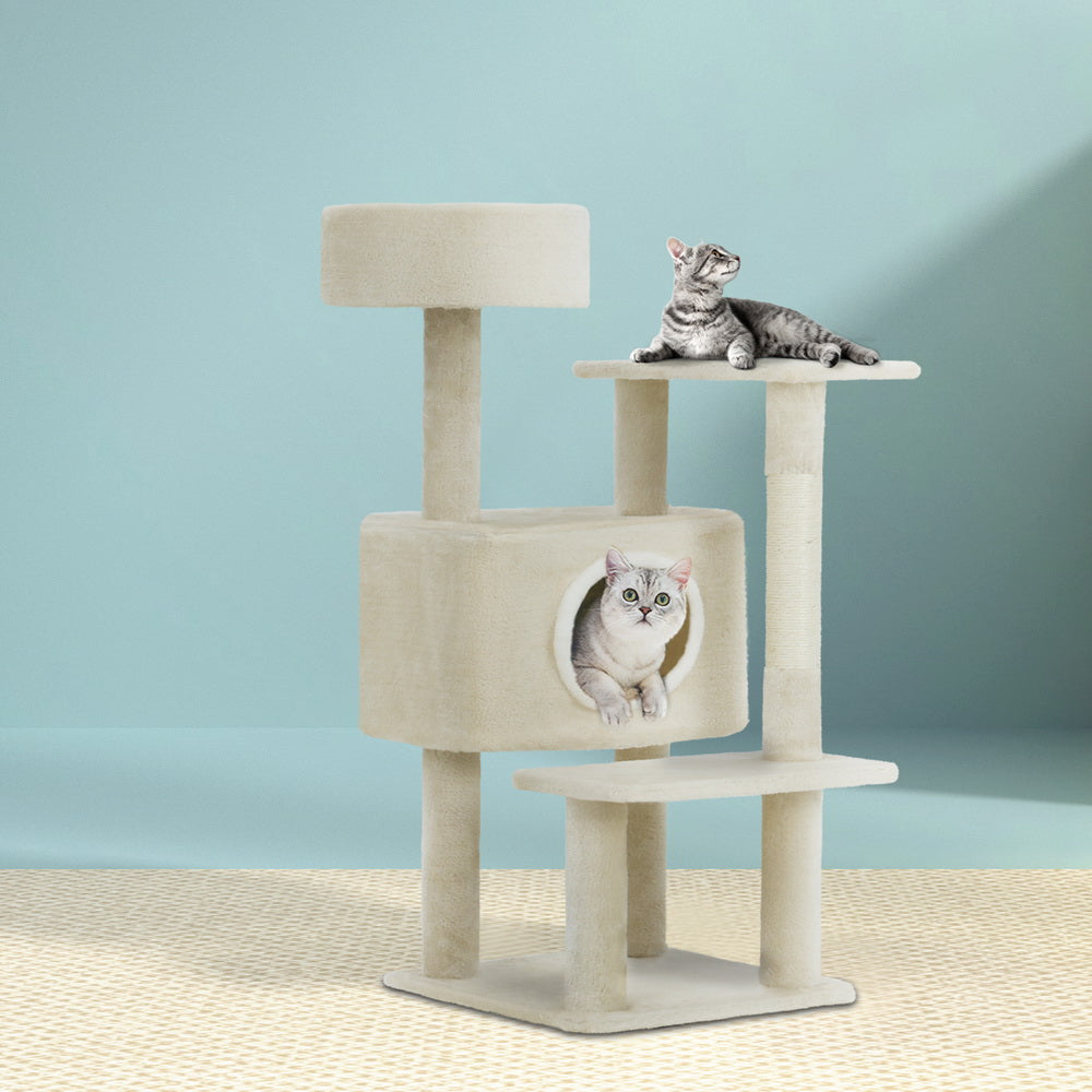 Small Cat Muilti-level Scratching Post Tree with Hiding Hole - 90cm Tall - Homecoze