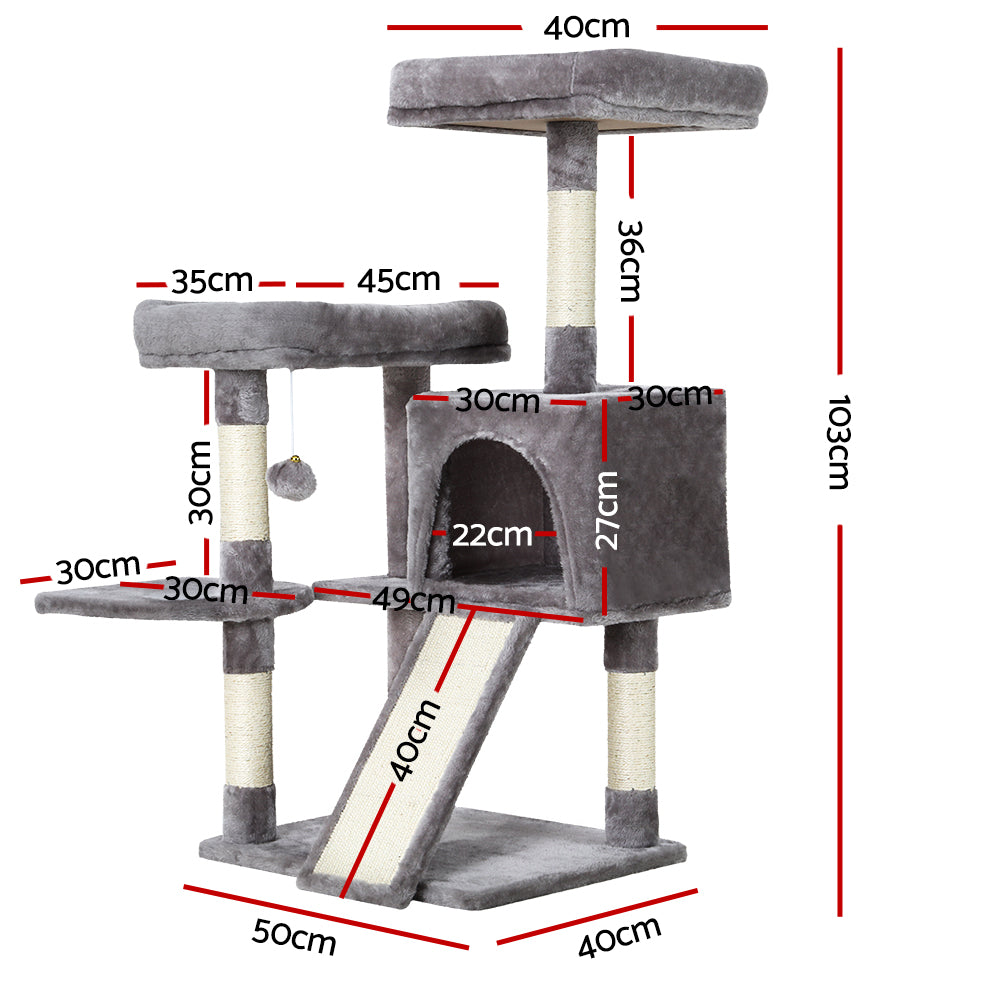 Small Cat House Scratching Tree Post Tower Cat Condo - 103cm Tall - Homecoze