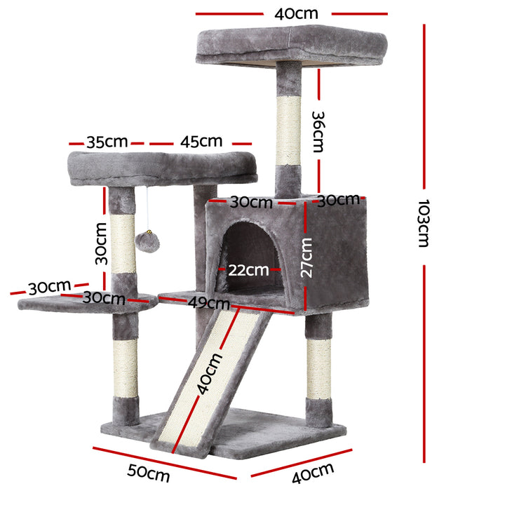 Small Cat House Scratching Tree Post Tower Cat Condo - 103cm Tall