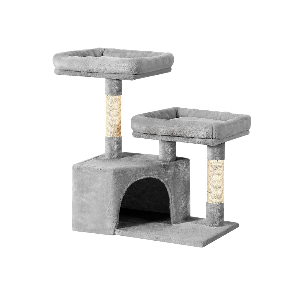 Small Cat Tree Tower Scratch Post 2 Platform Nest - 69cm Tall - Homecoze