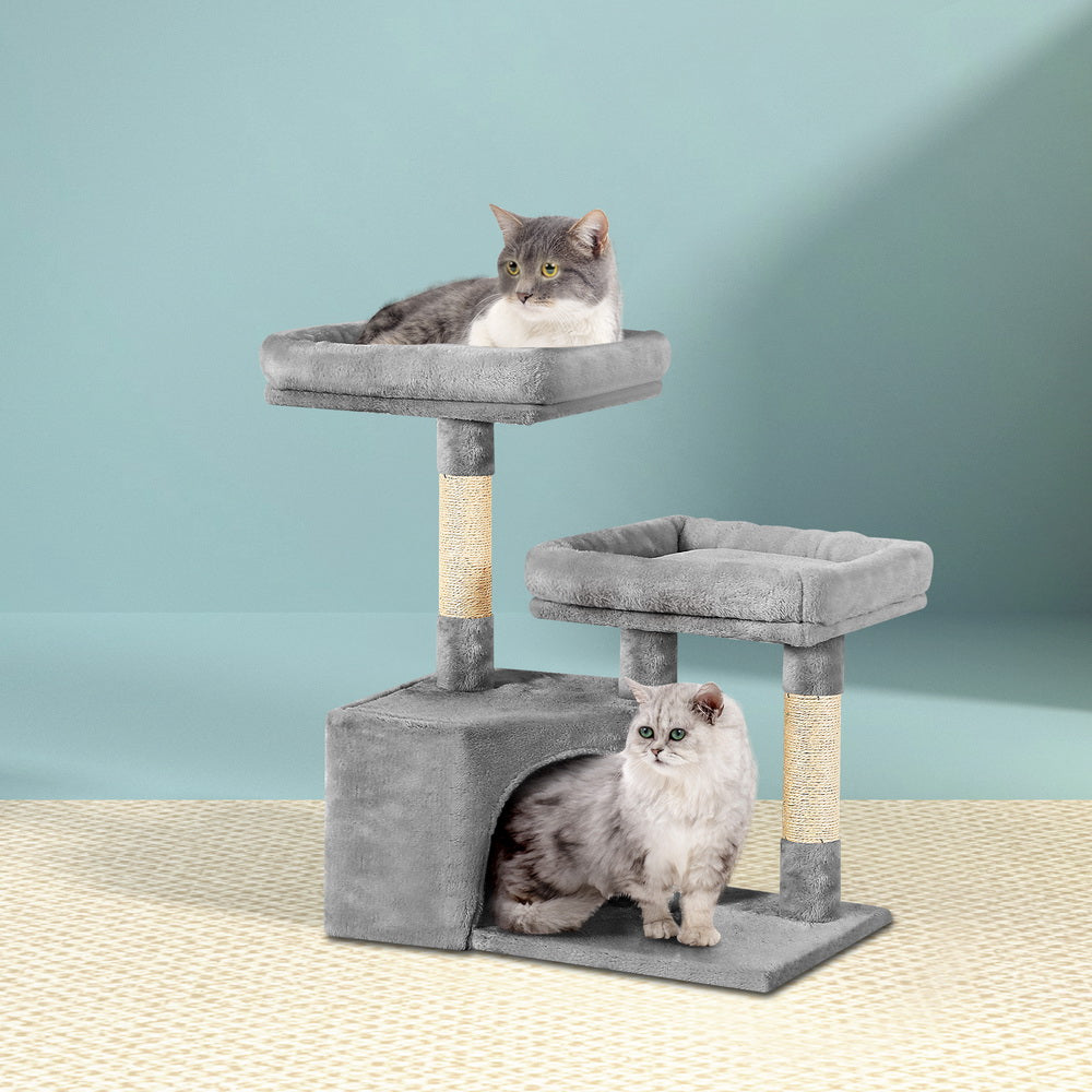 Small Cat Tree Tower Scratch Post 2 Platform Nest - 69cm Tall - Homecoze
