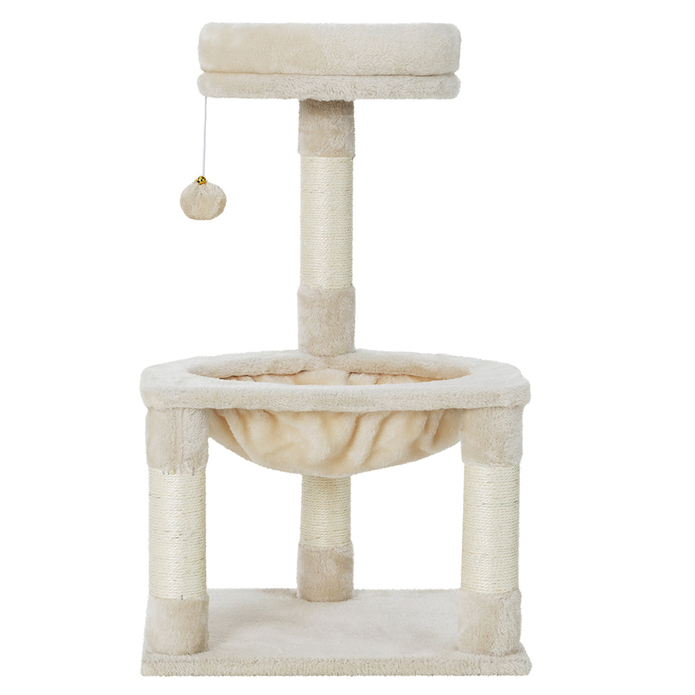 Small Cat Tree Tower Scratching Post Nest with Activity Ball - 69cm Tall - Homecoze