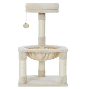 Small Cat Tree Tower Scratching Post Nest with Activity Ball - 69cm Tall - Homecoze
