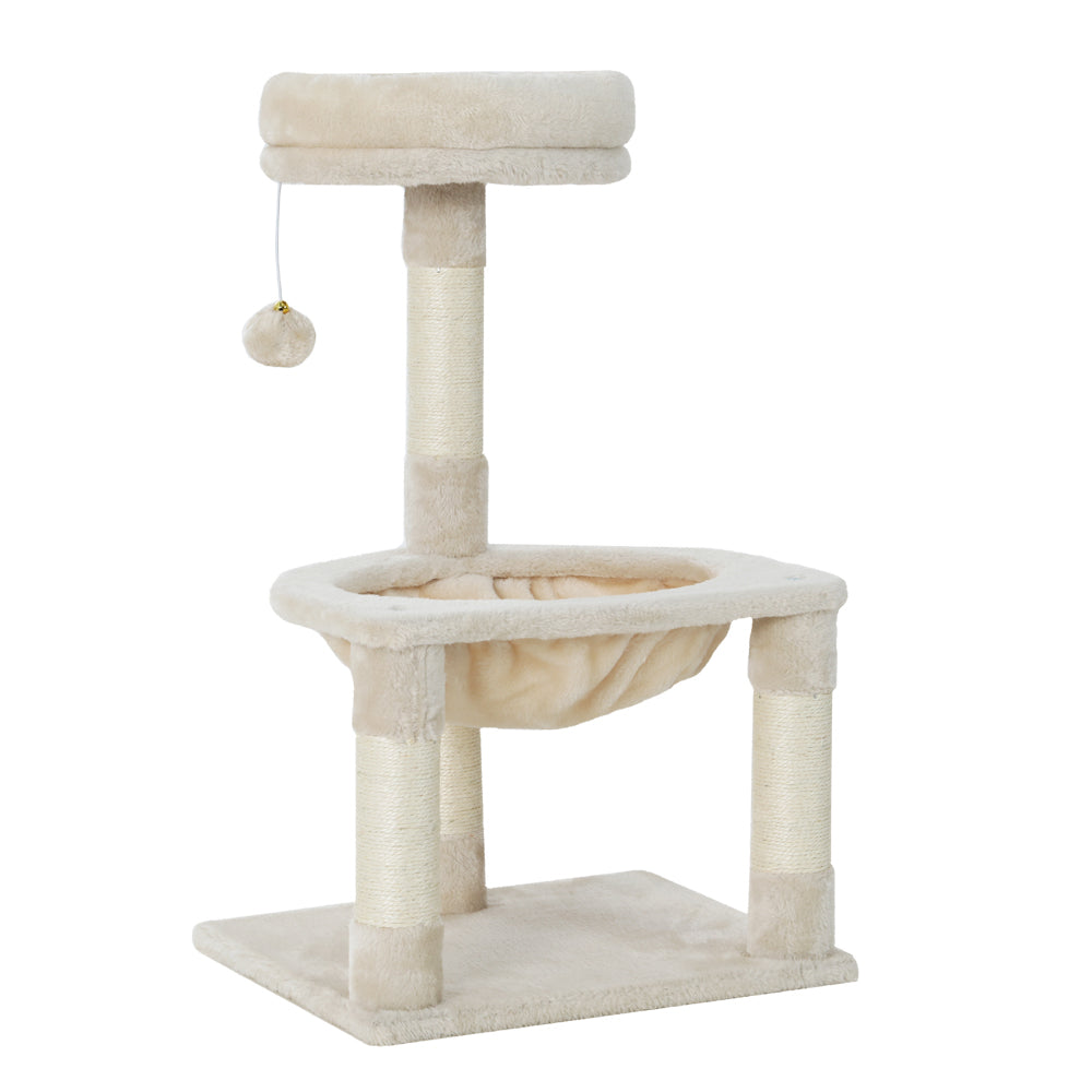Small Cat Tree Tower Scratching Post Nest with Activity Ball - 69cm Tall - Homecoze