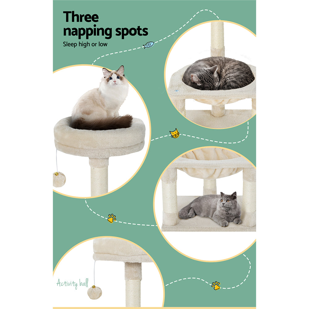 Small Cat Tree Tower Scratching Post Nest with Activity Ball - 69cm Tall - Homecoze