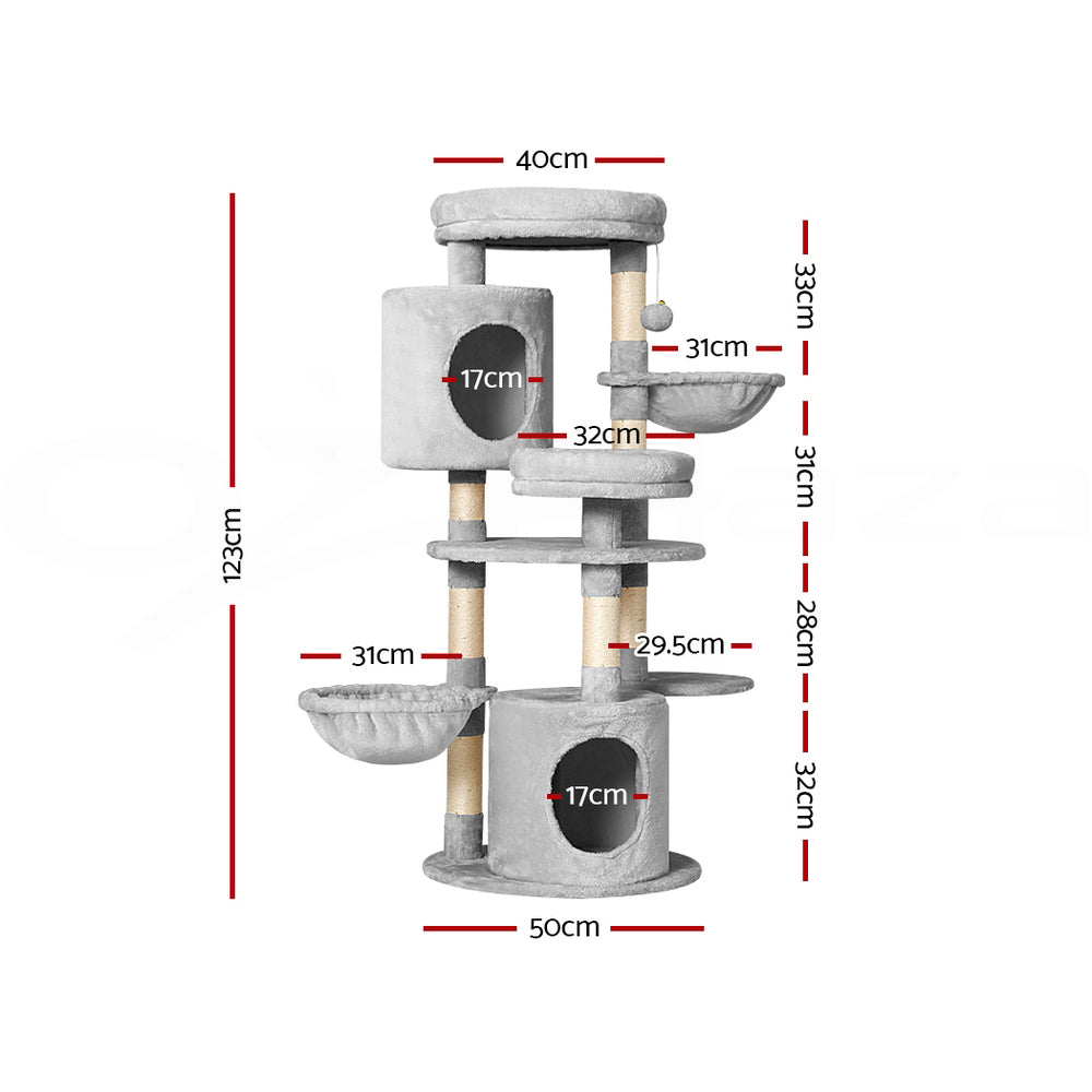 Medium Cat Tree Nest Tower Scratching Post Condo House - 123cm Tall - Homecoze