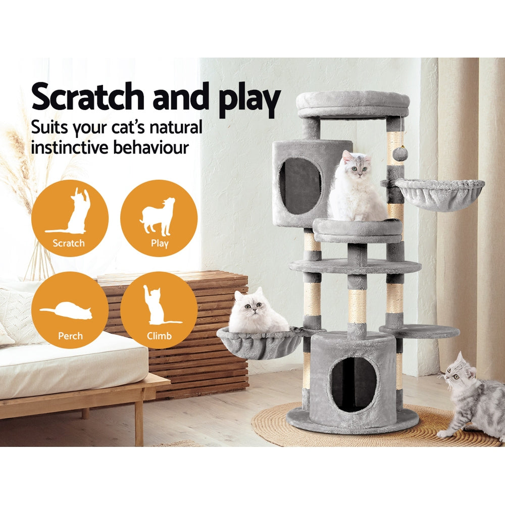 Medium Cat Tree Nest Tower Scratching Post Condo House - 123cm Tall - Homecoze