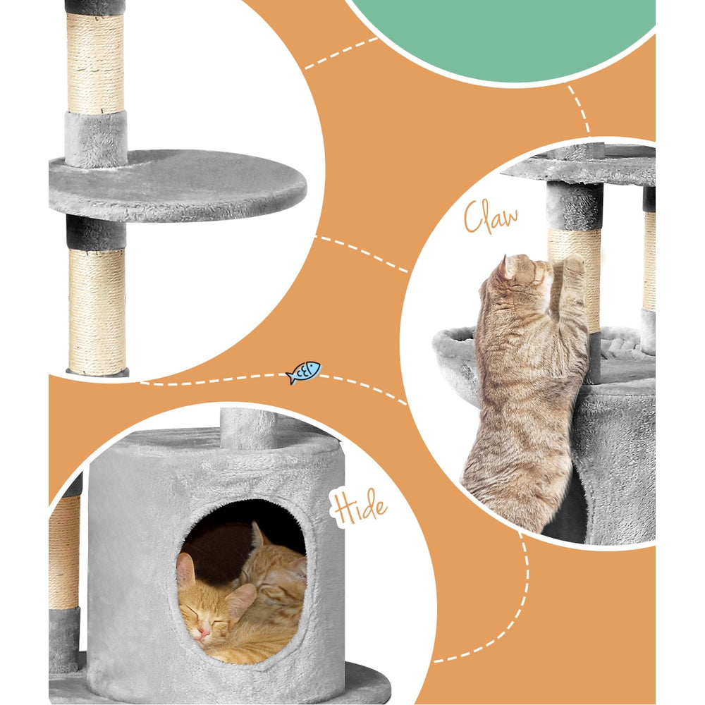 Medium Cat Tree Nest Tower Scratching Post Condo House - 123cm Tall - Homecoze