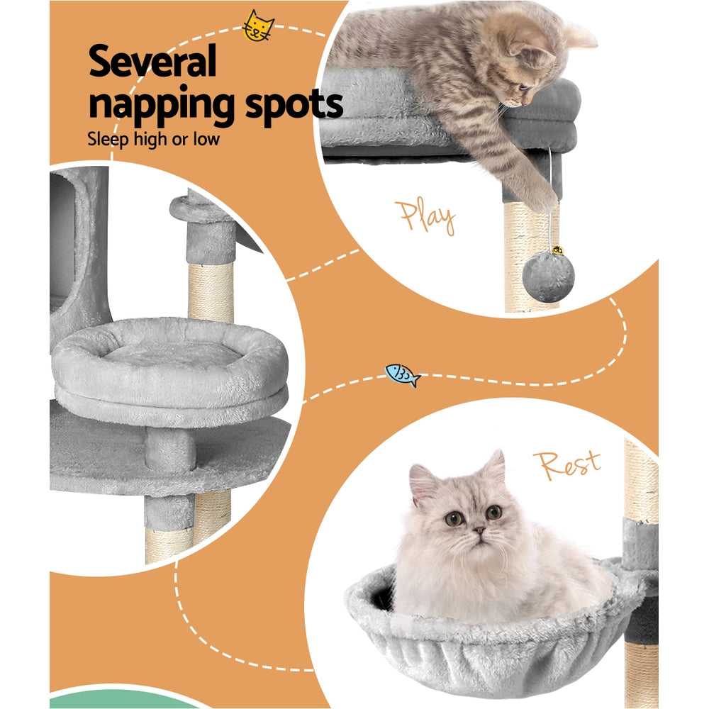 Medium Cat Tree Nest Tower Scratching Post Condo House - 123cm Tall - Homecoze