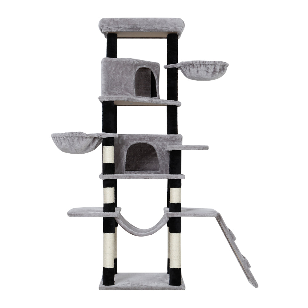 Large Cat Tree Tower Scratching Post Nest Wood Condo House Play Bed - 161cm Tall - Homecoze