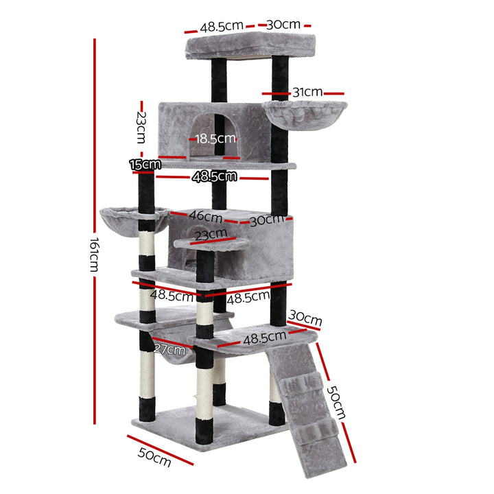 Large Cat Tree Tower Scratching Post Nest Wood Condo House Play Bed - 161cm Tall