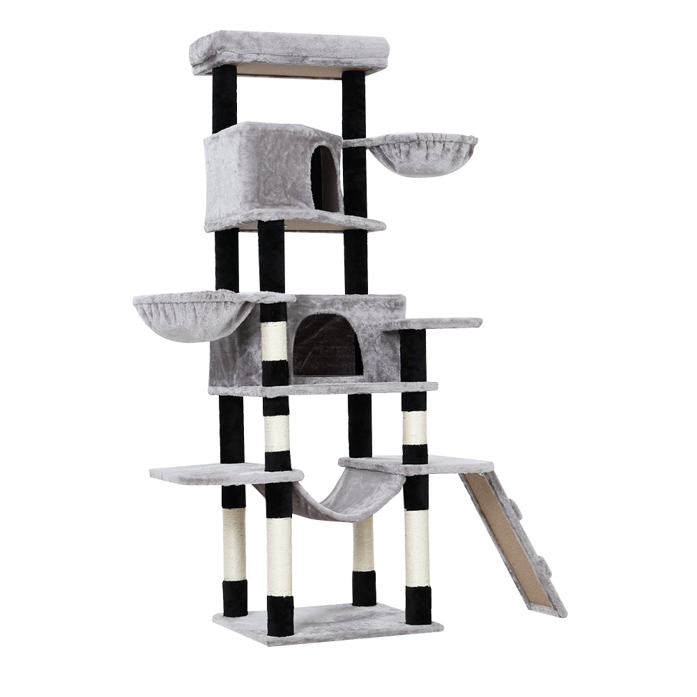 Large Cat Tree Tower Scratching Post Nest Wood Condo House Play Bed - 161cm Tall - Homecoze
