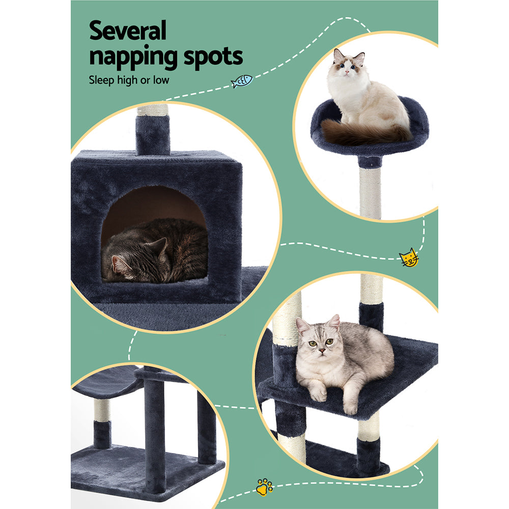 Medium Cats Tree Scratching Post Tower Cat Condo House with Hidey Holes - 151cm Tall - Homecoze