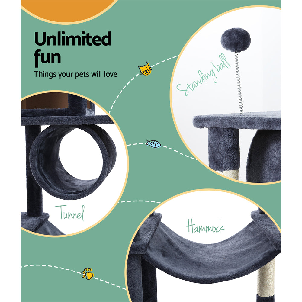 Medium Cats Tree Scratching Post Tower Cat Condo House with Hidey Holes - 151cm Tall - Homecoze