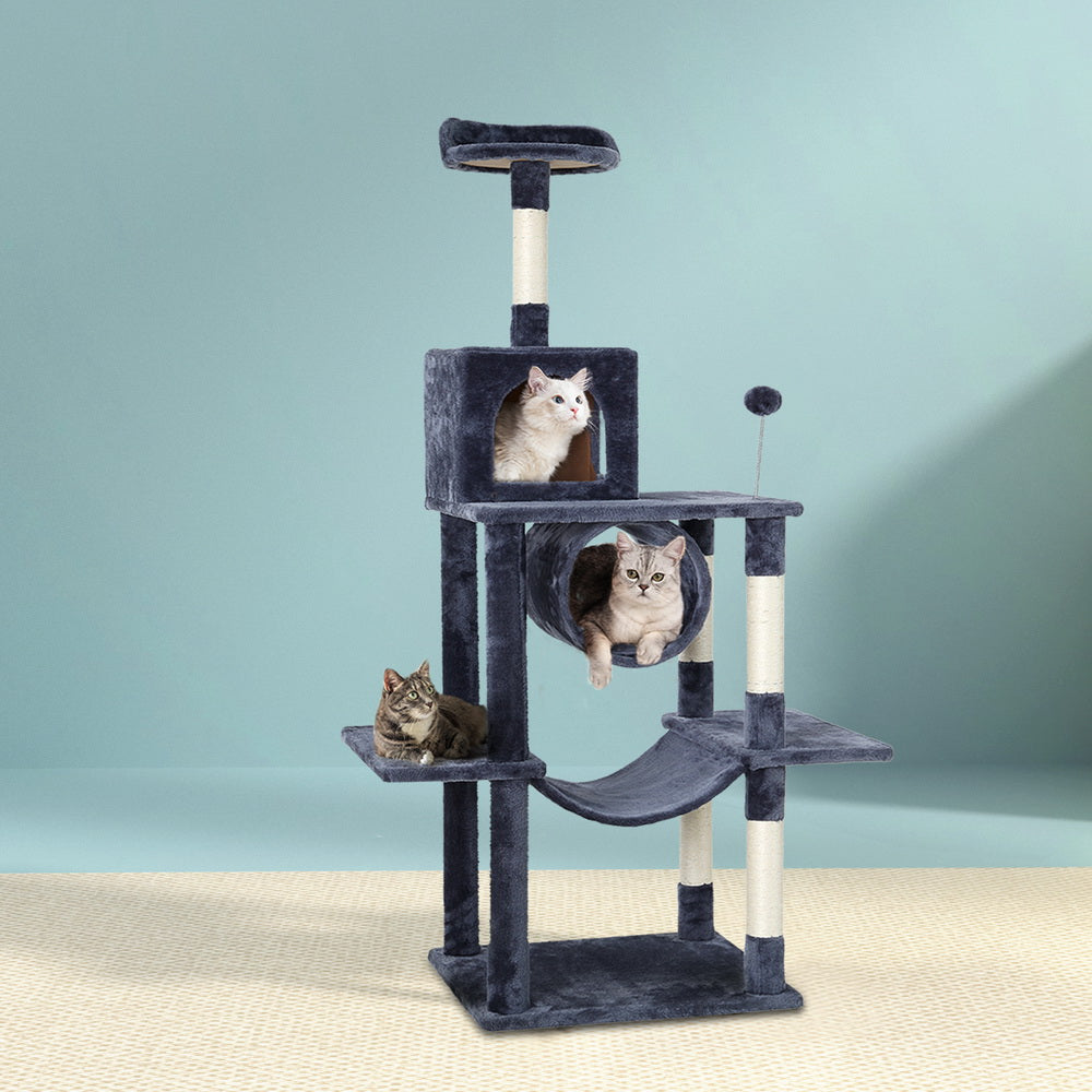 Medium Cats Tree Scratching Post Tower Cat Condo House with Hidey Holes - 151cm Tall - Homecoze