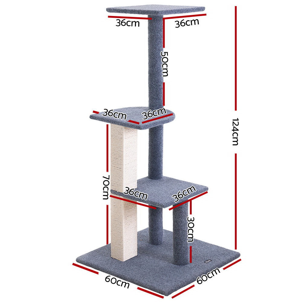 Medium Cats Tree Scratching Post Tower Cat Condo House - 124cm Tall - Homecoze