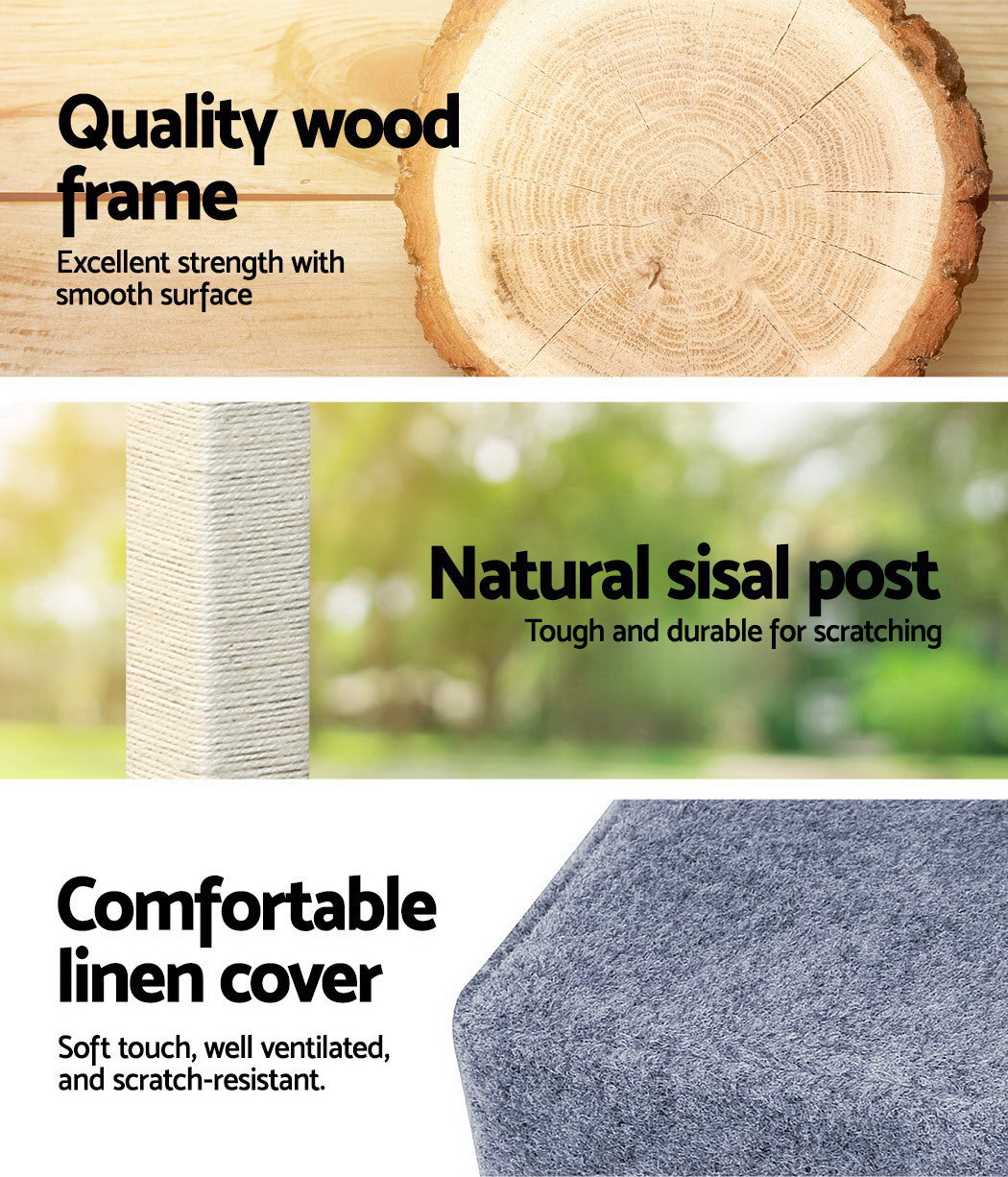 Medium Cats Tree Scratching Post Tower Cat Condo House - 124cm Tall - Homecoze