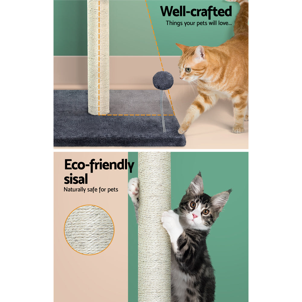 Small Scratcher Climbing Tree with Hanging Toys - 105cm Tall - Homecoze