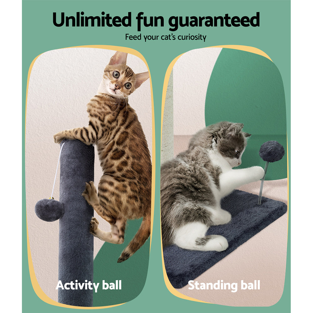 Small Scratcher Climbing Tree with Hanging Toys - 105cm Tall - Homecoze