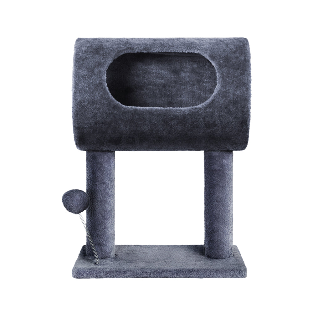 Small Cat Scratcher Nest Bed Cubicle with Hanging Toys - 53cm Tall - Homecoze