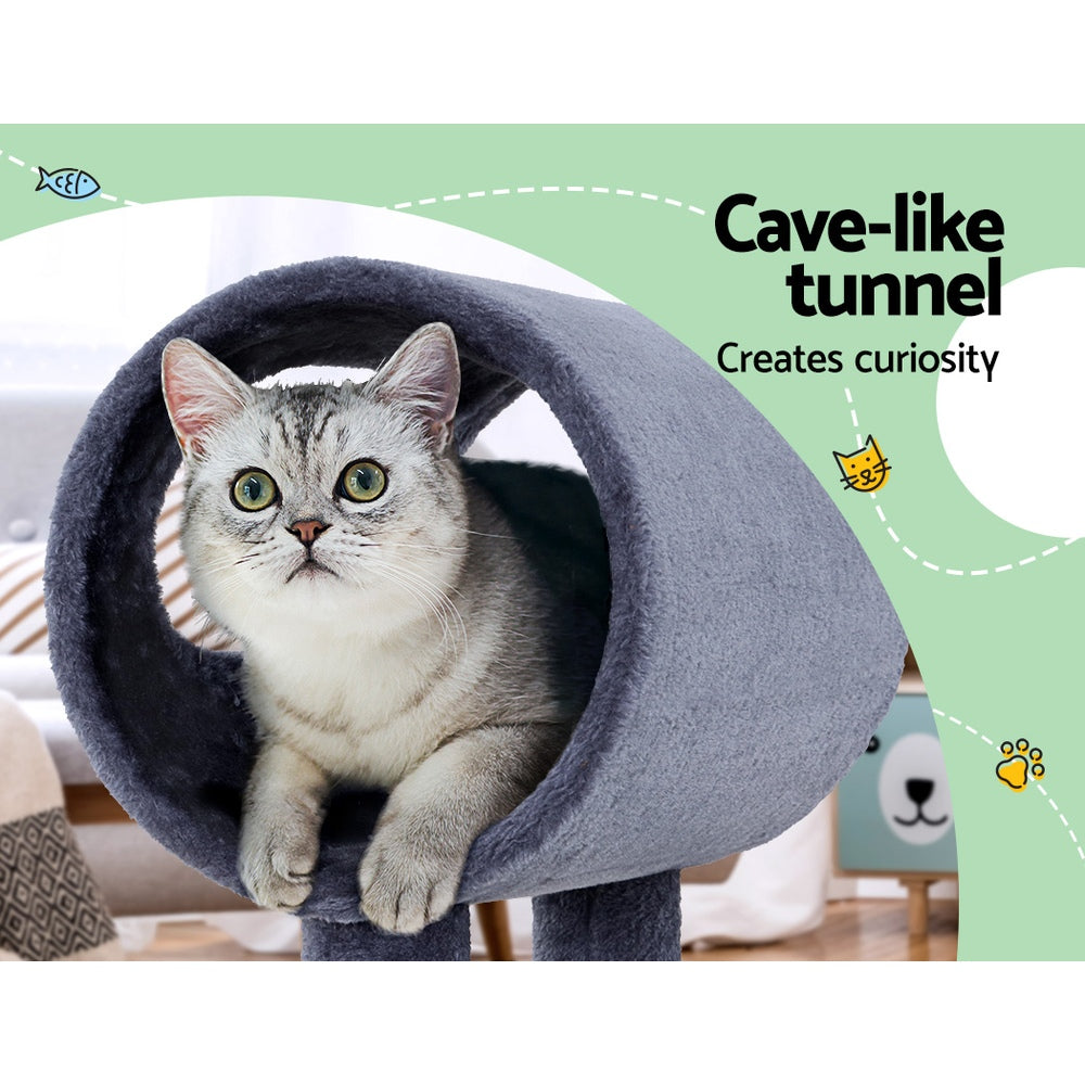 Small Cat Scratcher Nest Bed Cubicle with Hanging Toys - 53cm Tall - Homecoze