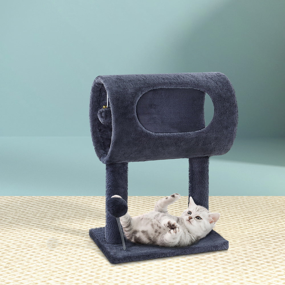 Small Cat Scratcher Nest Bed Cubicle with Hanging Toys - 53cm Tall - Homecoze