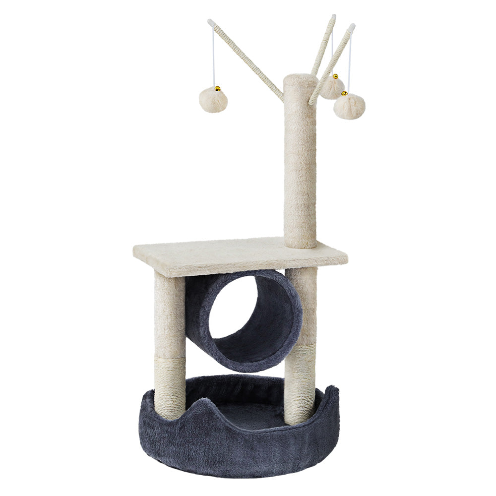 Small Cat Climber Scratching Post Tree with Hiding Hole - 76cm Tall - Homecoze