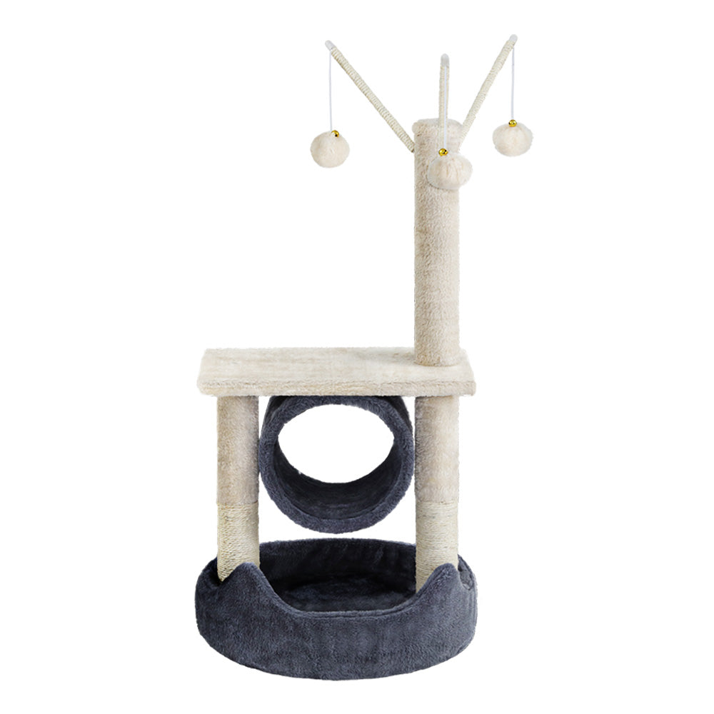 Small Cat Climber Scratching Post Tree with Hiding Hole - 76cm Tall - Homecoze