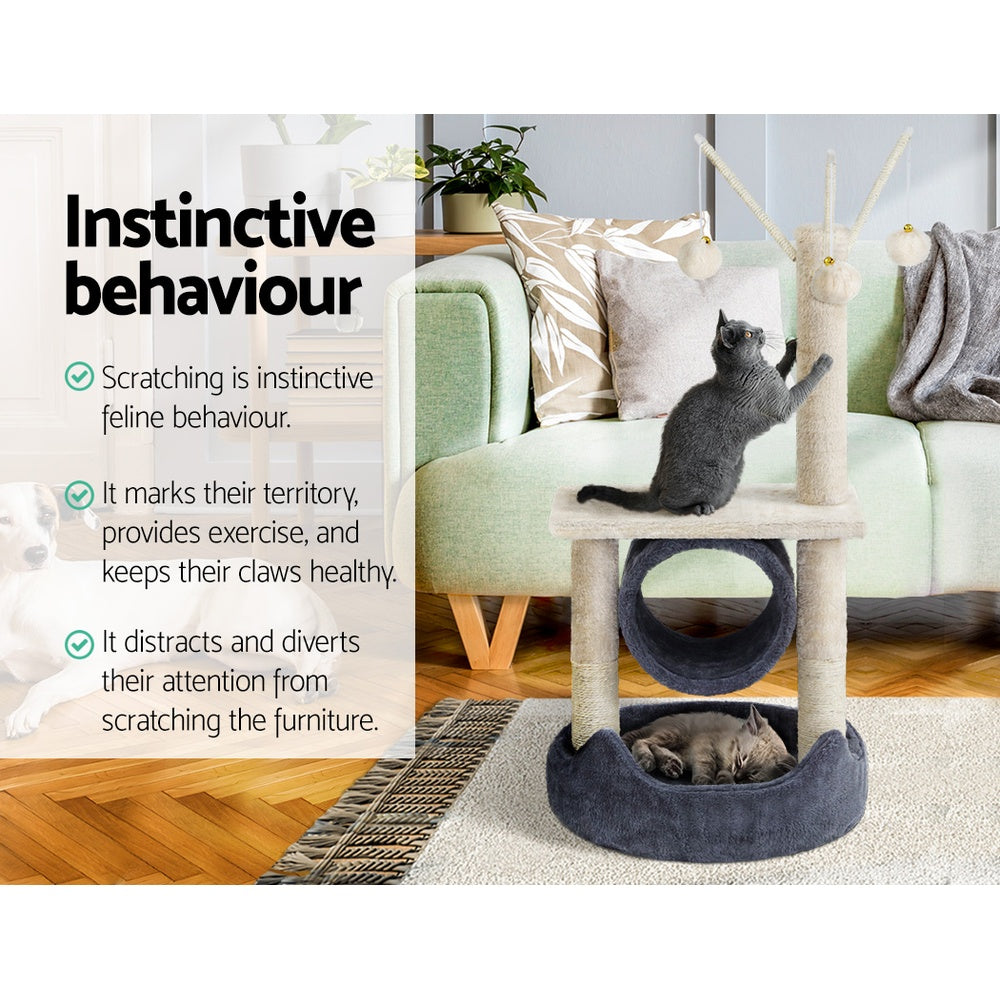 Small Cat Climber Scratching Post Tree with Hiding Hole - 76cm Tall - Homecoze