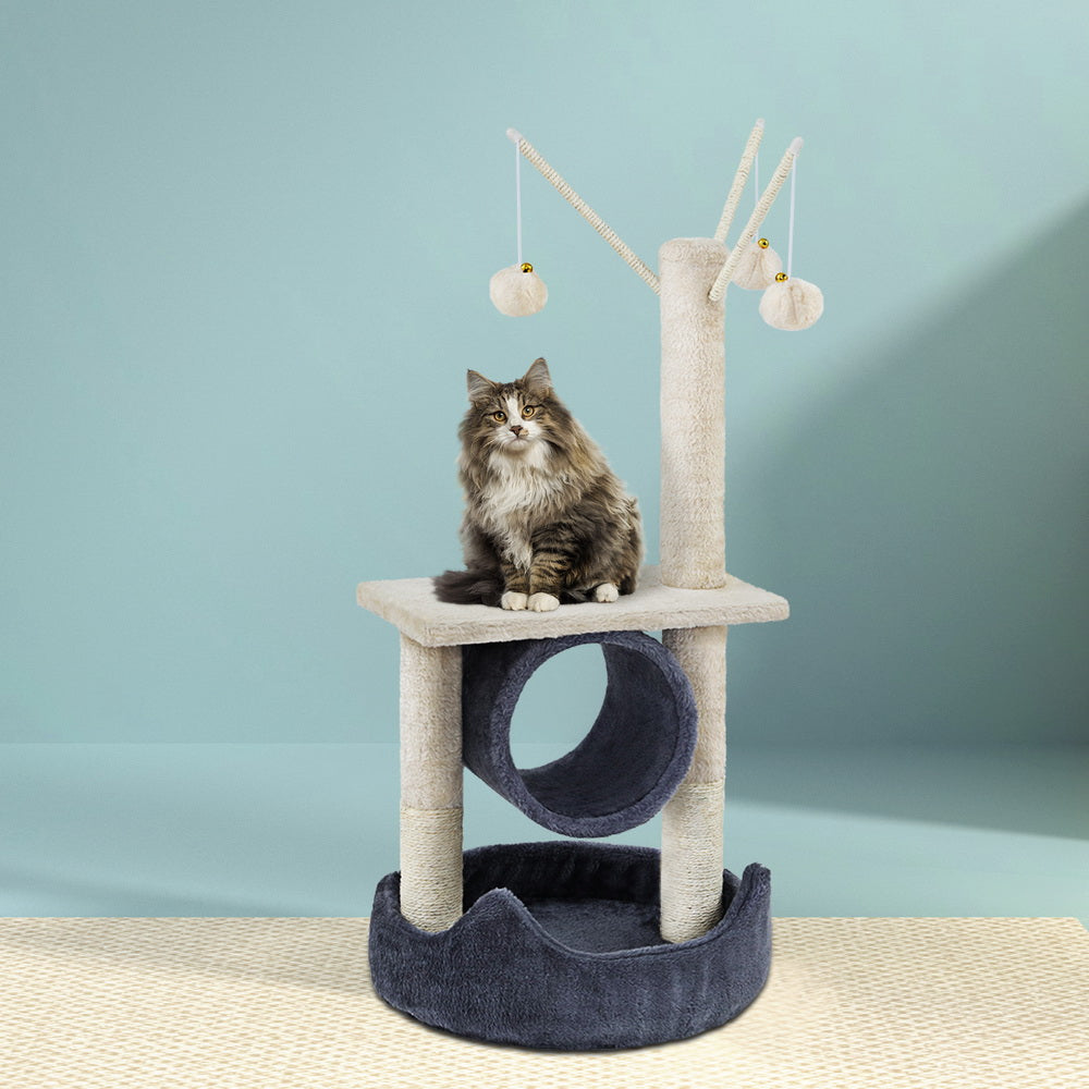 Small Cat Climber Scratching Post Tree with Hiding Hole - 76cm Tall - Homecoze
