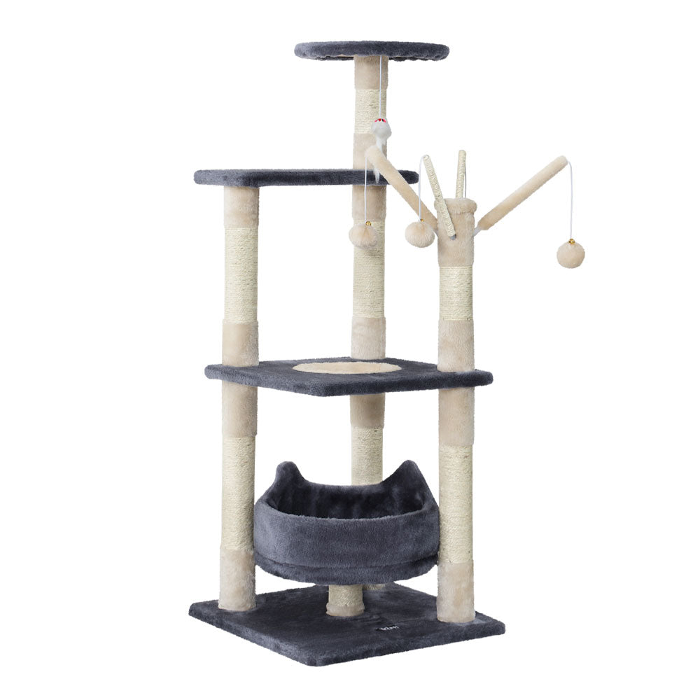 Medium Cat Sisal Play Tree Scratching Post with Hanging Toys - 110cm Tall - Homecoze